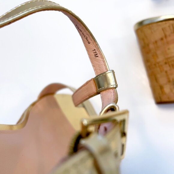 New without box: Kate Spade Tallin Gold Cork Wedge Sandal, Size 11 - Picture 8 of 9